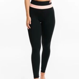 ZYIA Black Active Leggings with Peach Waistband